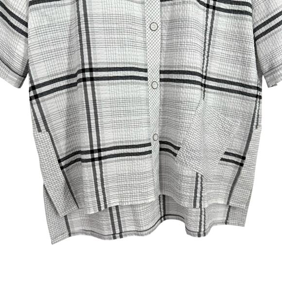 NEW NWOT Habitat Sz XS White Gray Wearable Art to Wear Blouse Shirt Top Artsy - Picture 5 of 7